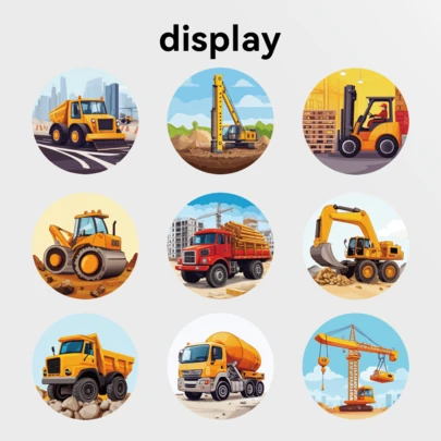 500张/卷 卡通工程车贴纸，是礼品装饰、儿童礼物、礼品包装、书籍装饰、学校奖励、文具装饰、节日礼物和其他装饰贴纸的理想之选。