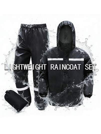 Set de 3 piezas Impermeable a rayas negras + Pantalones + Bolsa de almacenamiento, Traje impermeable ligero y de alta calidad, a prueba de viento, adecuado para acampar, ciclismo, pesca, senderismo, agricultura, motociclismo, regalo del Día del Padre, regalo de cumpleaños, impermeable de caza, ropa de trabajo impermeable, al aire libre, jardín, artículos de viaje, artículos portátiles, artículos de playa, temporada de graduación, ceremonia de graduación, regalo de graduación, felicitaciones graduado, valedictorian, terminar la escuela, fiesta de graduación, artículos esenciales al aire libre, portátil de viaje, artículos esenciales de senderismo, artículos esenciales de camping, herramientas portátiles, artículos esenciales de verano, impermeable / chaqueta impermeable