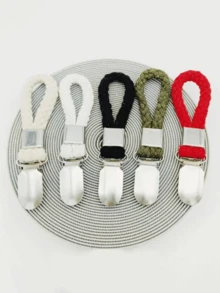 金属厨房毛巾夹带挂环，布艺挂钩架，适用于家庭厨房浴室橱柜衣物挂钩 - 编织环 - 彩色 - 查看 11