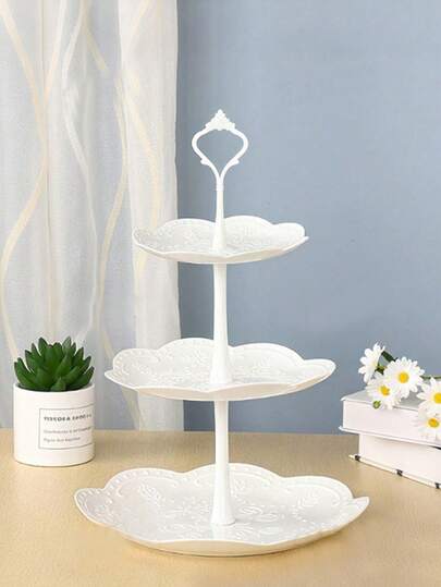 3-Tier White Cake Stand, Cookie Tray And Cupcake Tower, Suitable For Weddings, Graduation Parties And Other Occasions/Holidays/Gatherings/Cake Decorations/Cupcake Stand/Room Decor/Autumn Decor/Home Decor/Autumn Home Decor/Kitchen Accessories