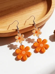 1 Đôi bông tai dáng dài 2D hình hoa, thanh lịch và thời trang, thích hợp làm quà tặng Ngày Valentine, Ngày của Mẹ, đeo hàng ngày và đi nghỉ mát. - Nhiều màu - Xem 11