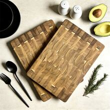 优质端纹砧板，大号相思木肉砧板 – 刀具友好型重型厨房切菜板，节日礼物，男女厨师适用，半包 - 棕色 - 查看 14