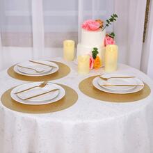 4/6/8/12pcs 15 Inch PVC Gold Round Placemats, Fireworks Pattern, 15 Inch Washable Placemats Suitable For Dining, Events, Banquets, Weddings, Bridal Showers, Home Daily Use - Gold - View 5