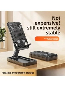 360° Rotatable Foldable Phone Stand, Heavy-Duty Metal Walnut Grain Desktop Holder, Compatible With IPhone & Android, Portable Travel Desk Organizer - Multicolor - View 6