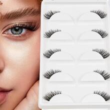 5 Pairs Fishtail Lashes] Batownly 5 Pairs Hypoallergenic Fishtail False Eyelashes Set | Natural Look, Mixed Length 6-12mm, C Curl, Multi-Pair Elongated Half Eye Lashes For A Lifting Effect - View 4
