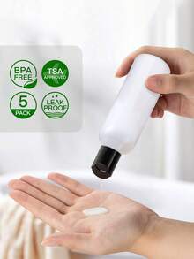 Travel Bottle 5pcs, 3.4oz Clear Plastic Empty Squeeze Bottles With Disc Top Flip Cap, For Liquid Toiletries, Shampoos, Lotions, Conditioners - Multicolor - View 3