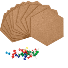 RIMEMO Hexagon Cork Board Tiles, Self-Adhesive Wall Pin Boards, Bulletin Board For Office, Home, Kitchen (1/4/6/10 Pack), Back To School - Hexagonal Cork Board - View 1