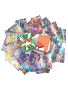 100pcs/Pack Rare English Version PVC Shiny Collectible Cards, Game Cards, Children Fans Collection - Multicolor - View 3
