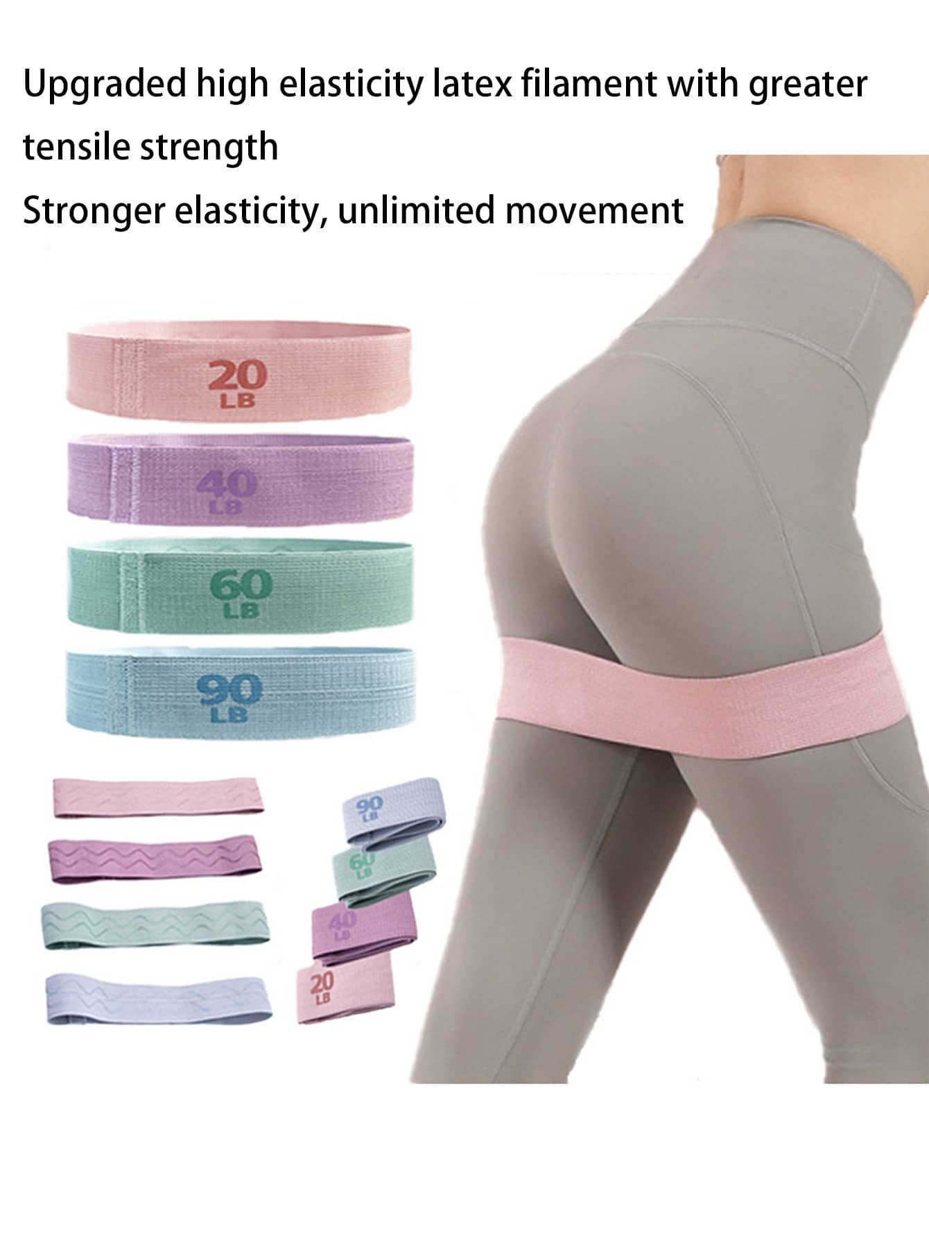 Dây kháng lực Pilates 20-40-60-90, Dây kháng lực Yoga, Dây kháng lực tập mông, Dây định hình mông Pilates, Vòng nâng mông, Dây thun, Dụng cụ tập luyện giãn cơ. - Nhiều màu - Xem 1