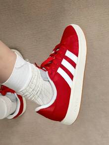 Adidas Grand Court Base 00s Comfortable, Versatile, Durable Low-Top Sneakers, Unisex, Red - 紅色 - 查看 9