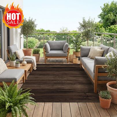 1000g/m² Alfombra de aspecto similar a la lana - Densidad media, superficie de bajo desprendimiento con patrón de veta de madera realista en tonos de nogal profundo y café concentrado | Fácil de limpiar, tela resistente a las manchas, adecuada para sala de estar/dormitorio/oficina en casa o espacios naturales modernos | Se combina bien con decoración contemporánea, escandinava e inspirada en lo orgánico | Excelente para inauguración de casa, regalo o para agregar textura cálida a los pisos