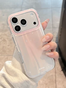 奢华渐变粉紫色闪亮激光星形图案手机壳，适用于 17 Pro Max、17 Pro、17、16 Pro Max、16 Pro、16、15 Pro Max、15 Pro、14 Pro Max、14 Pro、13、12 Pro Max、11、16、15、14 Plus，配有时尚挂绳腕带，闪亮柔软边缘保护套。 - 粉色 - 查看 4