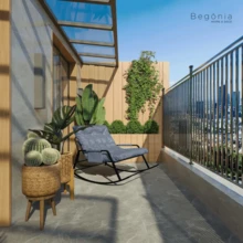 Moderna mecedora, elegante sillón, apto para salones y uso en exteriores, color gris. - Gris - Ver 8