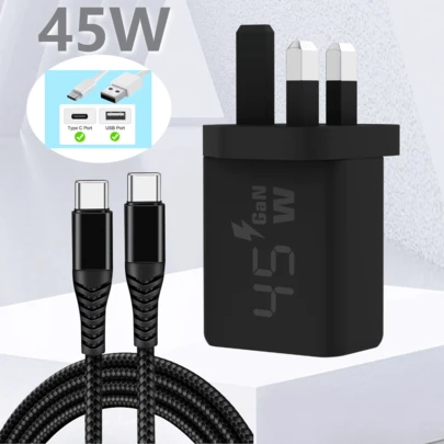 USB C Wall Fast Charger Block, 45W 2-Port Type C Chargers Fast Charging Blocks PD Power Charger Adapter+QC 3.0 USB Charger Brick Compatible With Iphone 17/16/15/14/13/12 Pro Max, Wall Charger&6.6ft/4.9ft/3.3ft Long Cable