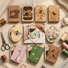 Wooden Magnetic Needle Box, Wooden Material Magnetic Feature Sewing Tool Organization Box, Turmeric Color Construction Portable Design Portable Storage Box - Multicolor - View 3