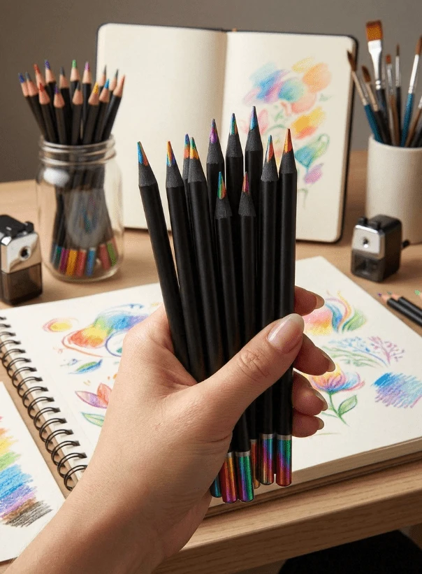 12/24 piezas Lápices de arcoíris, lápices de colores, suministros de dibujo y bosquejo de madera de combinación colorida, adecuados para regalos de cumpleaños, regalos de fiesta, regalos de Halloween, regalos de Navidad, favoritos para dibujar, regreso a la escuela