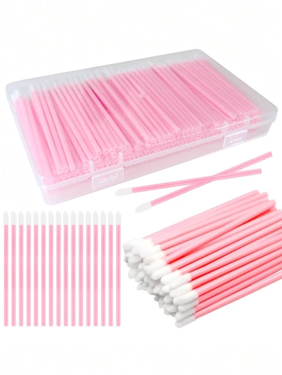 250pcs/Pack - Disposable Lip Gloss Applicator - Foot-Operated Applicator, Suitable For Lipstick, Lip Gloss And Concealer, Makeup Tool With Pink Handle