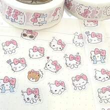 SANRIO 500张/卷 粉色小猫贴纸 - 大包装，可爱，适合DIY日记装饰和封口贴纸 - 彩色 - 查看 3