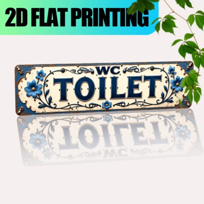 2D Flat - Vintage Metal Wall Decor With "Toilet" Iron Sign, Suitable For Home And Holiday Decoration. Applicable To Living Room, Cafe, Bedroom, Garage, Study And Various Spaces