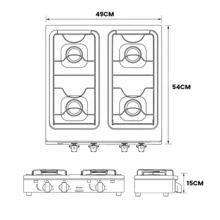 Fogão Cooktop Portátil A Gás 4 Bocas Clarice Resistente - Preto - Visão 4