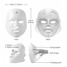 Mascarilla facial LED de 7 colores, mascarilla facial de luz roja, herramientas para el cuidado facial, apta para todo tipo de piel. Herramientas para el cuidado diario de la piel. - Multicolor - Ver 8