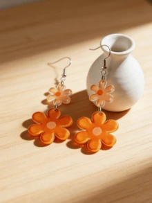 1 Đôi bông tai dáng dài 2D hình hoa, thanh lịch và thời trang, thích hợp làm quà tặng Ngày Valentine, Ngày của Mẹ, đeo hàng ngày và đi nghỉ mát. - Nhiều màu - Xem 4