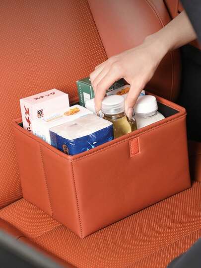 Foldable Car Trash Can & Storage Box – Dual-Use Hanging Organizer For Backseat, Fits Headrest Rod, Seat Back, Door Panel – With Garbage Bag Holder, Ideal For Cars, SUVs, MPVs – Includes 1 Roll Of Trash Bags