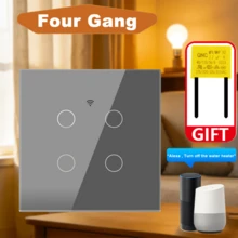 1 个符合欧盟标准的智能触摸开关，带/不带零线，DS-101JL WiFi 和蓝牙墙壁开关，CE 认证，1/2/3/4 位，白色/黑色，400W，超薄钢化玻璃面板，高光泽表面，兼容 Alexa、Yandex、Alice、Tuya 等语音助手，可通过 APP 远程语音控制定时器，适用于家庭和酒店。 - 彩色 - 查看 17