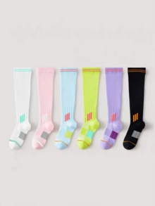 1/6 Pairs Thin Yoga Fitness Sports Compression Knee High Socks, Spring/Summer - Multicolor - View 2