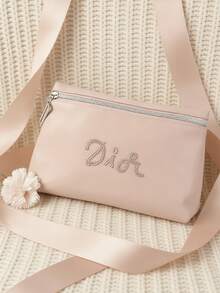 Dior 大容量粉色仿皮水钻Logo旅行化妆包 - 粉色 - 查看 2