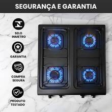 Fogão Cooktop Portátil A Gás 4 Bocas Clarice Resistente - Preto - Visão 5