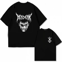 Japan Anime  T Shirt Guts Print Graphic T Shirt Men 90s Summer Short Sleeve Casual Manga Dark Fantasy Black Swordsman Style - 黑色2 - 查看 6