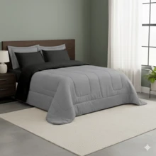BEDDING SET TENDERNESS KIT DOUBLE SIDED QUEEN DOUBLE DUVETER WITH 03 PIECES PROMOTION! - (STRAW / ROSE) - 灰色與黑色 - 查看 2