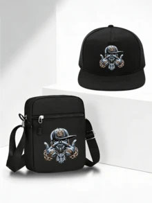 2件套十二星座图案印花Y2K街头风棒球帽和斜挎包套装，可调节男女通用帽子和单肩包，送给自己和朋友的绝佳礼物 - 彩色 - 查看 14