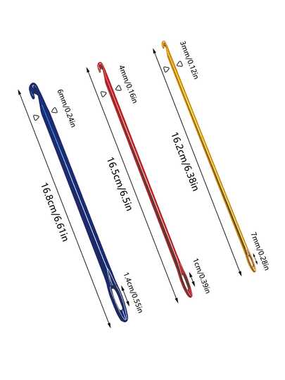 3mm/4mm/6mm Dual-Function Crochet Hook With Large Eye, 3 Sizes Smooth Anti-Rust 2-In-1 Crochet & Sewing Needle, Suitable For Crochet & Knitting Beginners, Hobbyists, Tailors, Can Be Used For Clothing Repair, Dolls, Scarves, Blankets, Sewing & Handicrafts