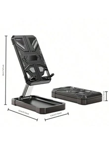 360° Rotatable Foldable Phone Stand, Heavy-Duty Metal Walnut Grain Desktop Holder, Compatible With IPhone & Android, Portable Travel Desk Organizer - Multicolor - View 3