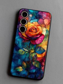 1个彩色玫瑰花保护壳，黑色TPU软壳，防刮防震，兼容华为荣耀、Galaxy A04e/A05s/A13/A14/A15/A34/A35/A50/A52/A53/A54/S21/S22/S23/S24/S25/S25 Ultra/S25 FE/S26/S26 Plus/S26 Ultra/S26 Edge、6A/7A/8A、12T/13T/14T - 黑色 - 查看 2