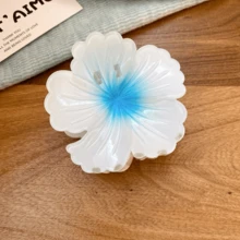 1pc Striped Floral Cute Shark Hair Claw - White - View 7