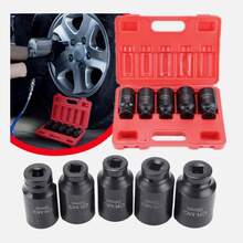 Tapsin Impact Socket Set 1/2-Inch 5PCS Drive Master Deep Impact Driver Socket Set 12 Point Nut Hub Drive Socket 30 32 34 35 36mm Metric - A - View 1