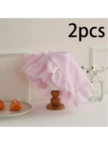 1pc/2pcs/6pcs Striped Pink & Blue Textured Lace Napkins, Girly Decor For Dining Table, Fresh Placemats, Napkin Holders, Coasters, Background Cloth - Multicolor - View 12