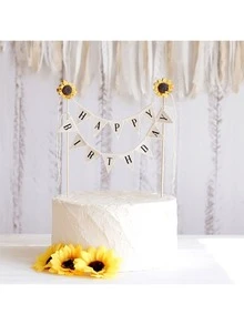 1 件不可食用蛋糕装饰顶饰，生日快乐蛋糕装饰双面彩色旗帜纸横幅，白色粗麻布旗帜蛋糕装饰顶饰用于装饰蛋糕蛋糕装饰蛋糕装饰蛋糕装饰工具 - 風格1 - 查看 7