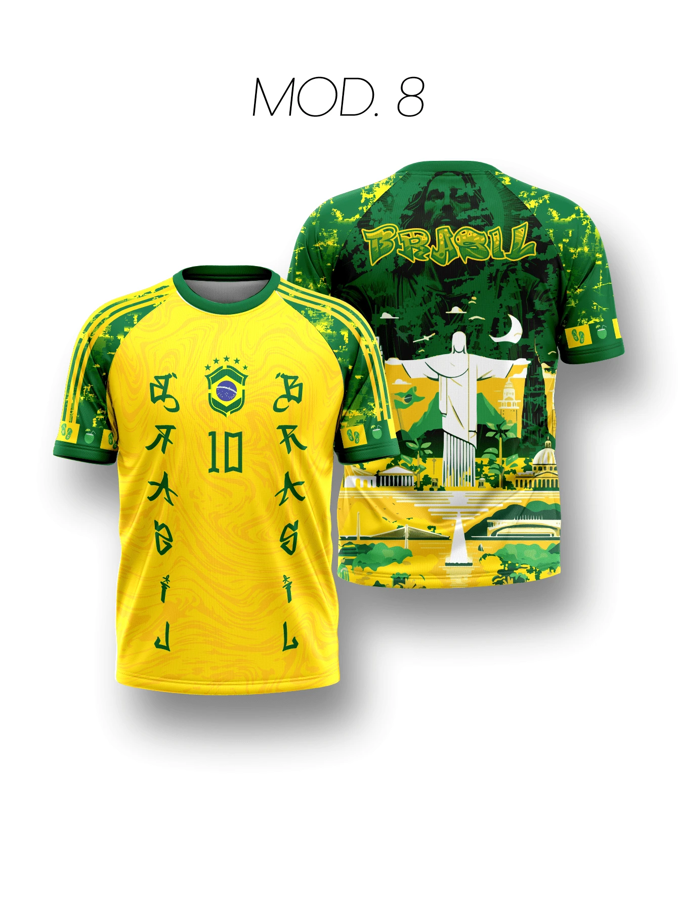 Brazil Limited Edition Men's DryFit Football Style Streetwear Shirt - MOD 8 - 查看 1