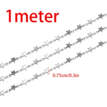 1米金色多款式不锈钢链，粗扁链，星形，适合制作项链、手链、首饰DIY - 不銹鋼鏈條 - 查看 15