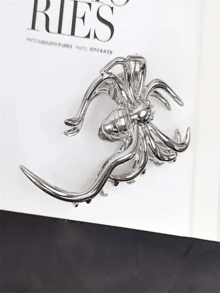 Halloween Alloy Spider Net Hair Claw Silvery Hollow Out Grab Clip Simple Back Head Strong Hold Hair Claw Clip Halloween Gift - Multicolor - View 3