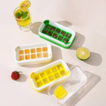 1 Piece Of Kitchen 10 Compartment Ice Making Box With Lid, No Need To Open Lid Ice Making Mold, Ice Mold Soft Rubber Self-Made Pressing Ice Compartment, Summer Ice Making Tool - Multicolor - View 4