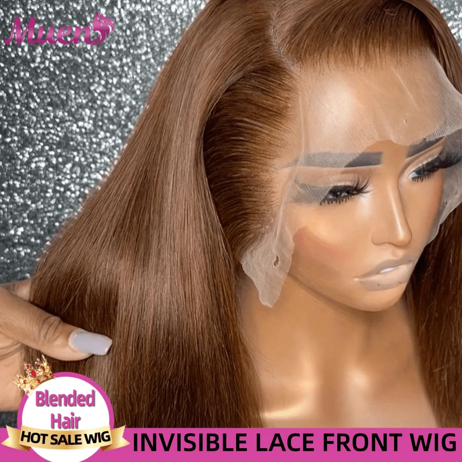 Chocolate Brown Long 8-34 Inch Wig Human Frontal Hair 13x4 13x6 5X5 4X4 HD Lace Front Wigs 200% Density Brazilian Virgin Lace Front Human Frontal Hair Straight Wig Pre Plucked With Baby Hair Blended Hair For Women Daily Party Christmas Use - S4 - View 1