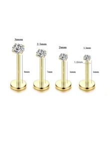 18G/20G 14K镀金平底鼻钉，无螺纹，女士鼻环，低过敏性医用不锈钢，鼻部穿刺饰品 - 如圖 - 查看 9