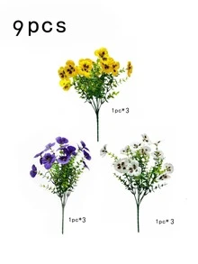 3/6支装，36厘米/14.17英寸人造三色紫罗兰花，适用于户外装饰、花园、走廊、阳台、婚礼、家居装饰、客厅、卧室、桌面、墙面、花瓶填充、生日、毕业典礼、春夏装饰。 - 三色 - 查看 11