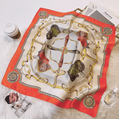 1件装休闲薄款印花百搭时尚女士领巾/围巾