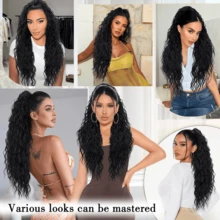 Long Wavy Synthetic Ponytail Hair Extensions, Clip-In Ponytail Hair Piece For Women - Multicolor - View 11